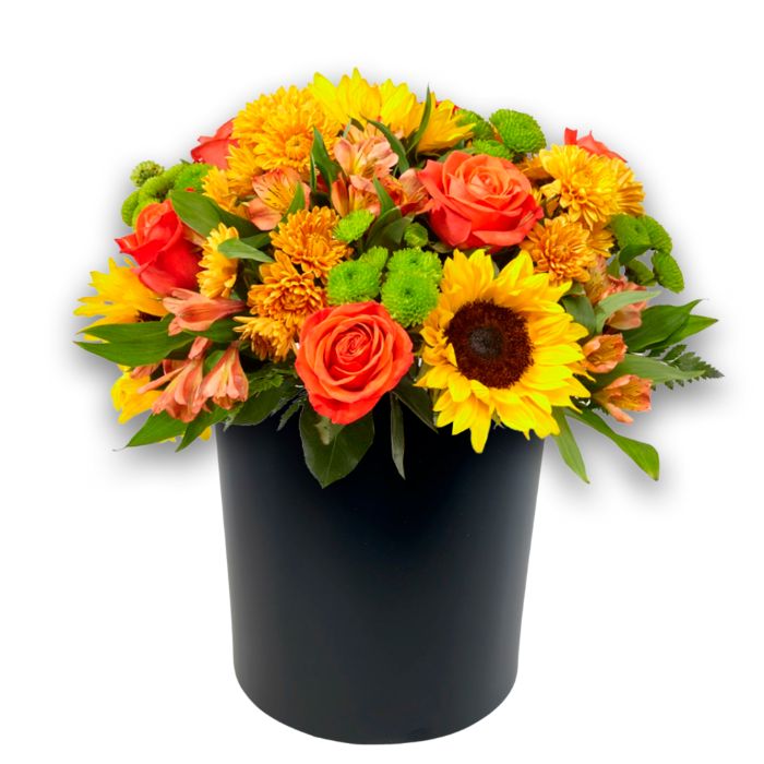 Box Sun Flower - Arreglo de Girasoles y Rosas