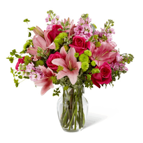 Elegancia Rosa - Ramillete Multifloral de Rosas y lirios